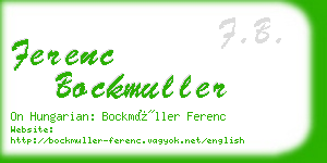 ferenc bockmuller business card